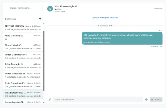 Área de comunicação do LïnkAI com lista de conversas e mensagens